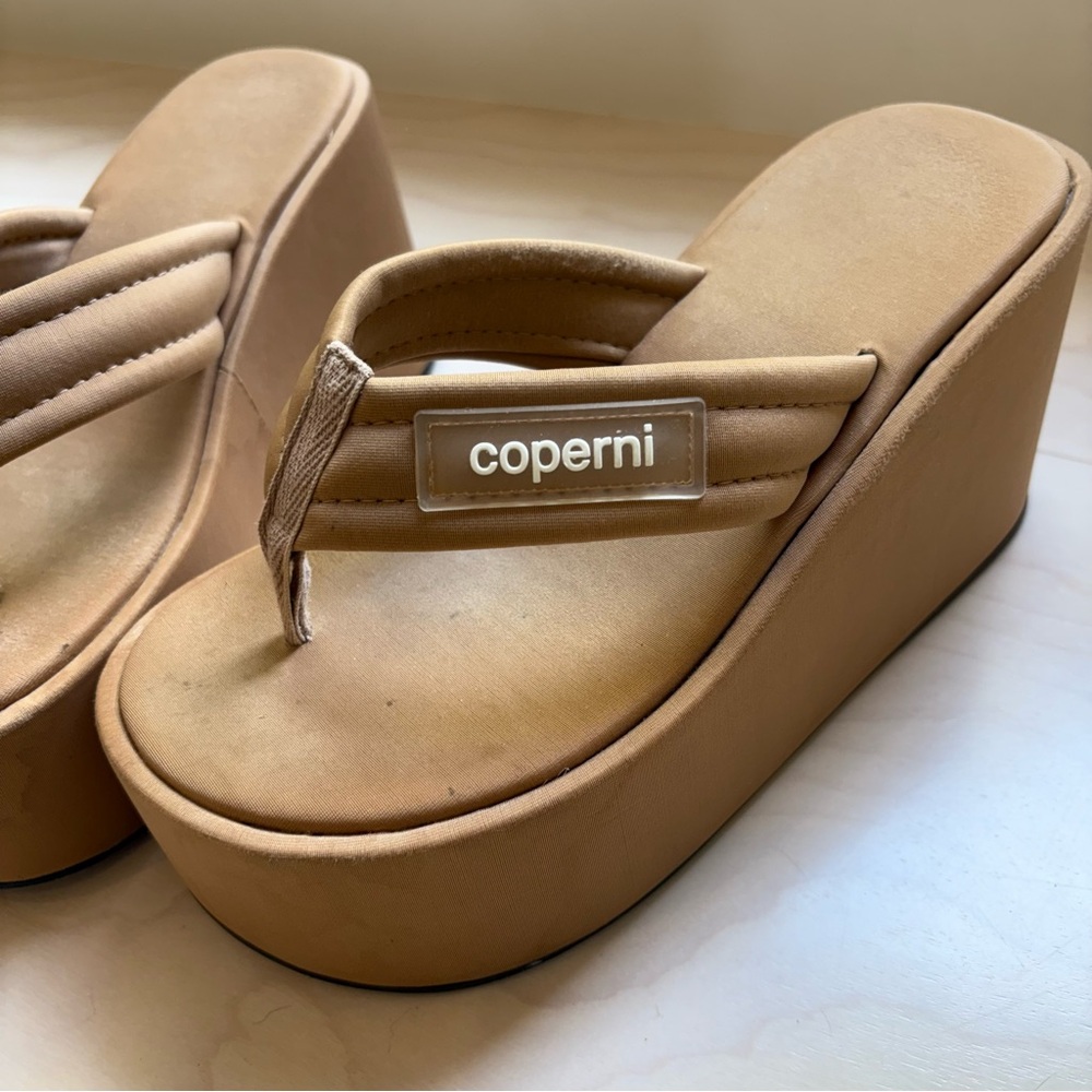 Coperni Tan Platform Thong Sandals